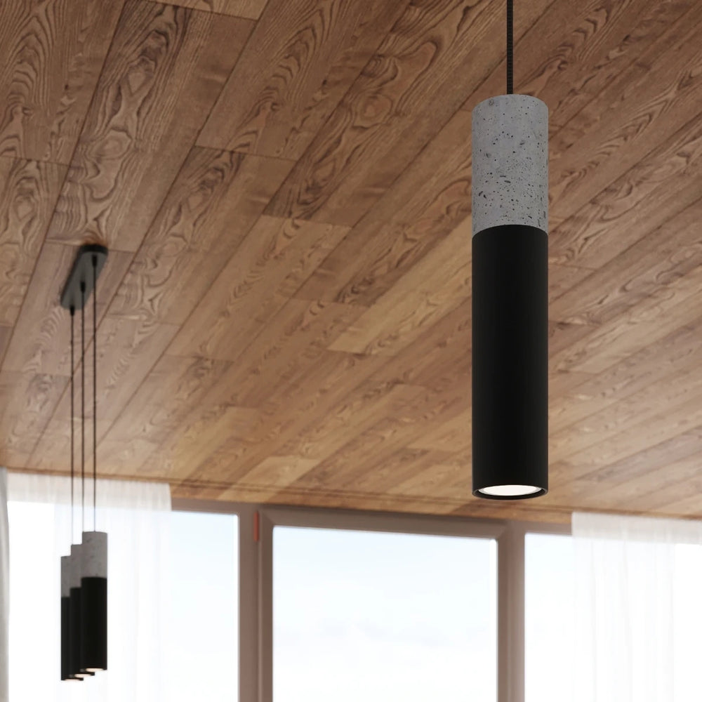 Sollux Lighting Suspension LED Borgio Béton Noir, 1x GU10, IP20, 220-240V, CE RoHS