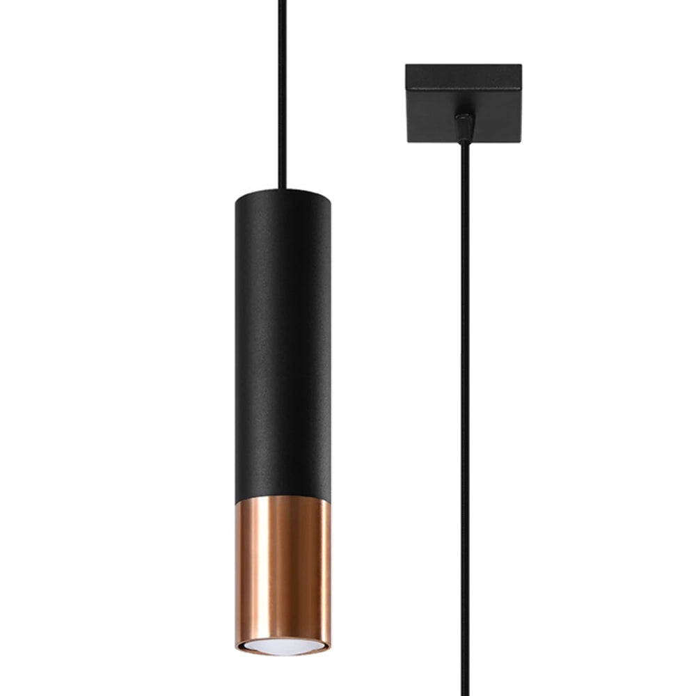 Suspension LED Sollux Lighting LOOPEZ Noir Cuivre, 1xGU10, Douille E27, IP20, Aluminium, 220-240V
