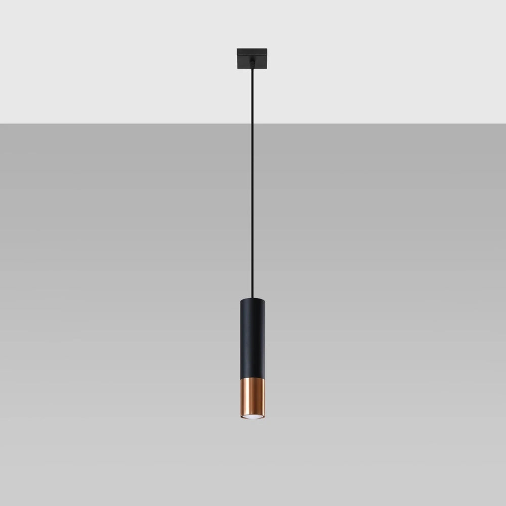 Suspension LED Sollux Lighting LOOPEZ Noir Cuivre, 1xGU10, Douille E27, IP20, Aluminium, 220-240V