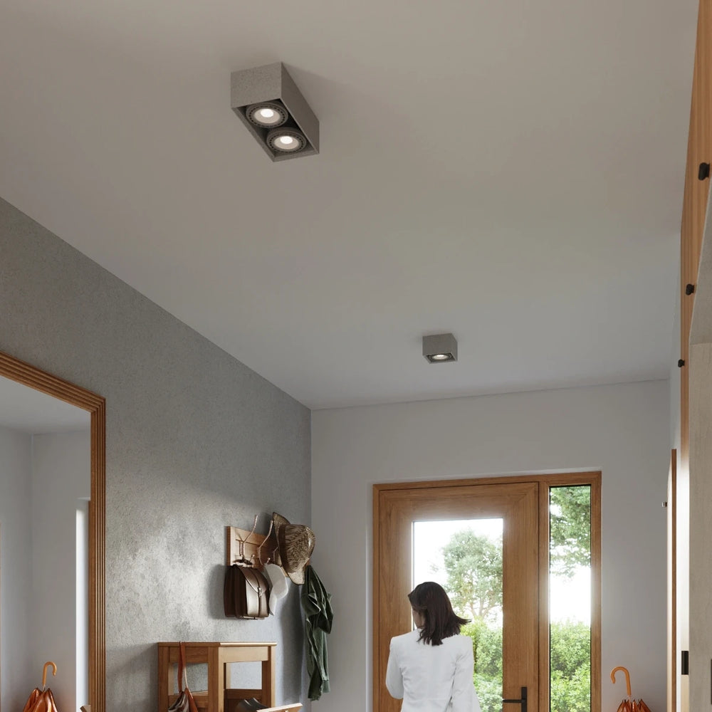 Sollux Lighting Spot plafonnier LED QUATRO GU10 AR111, 220-240V, IP20, aluminium, Gris, sans ampoule LED