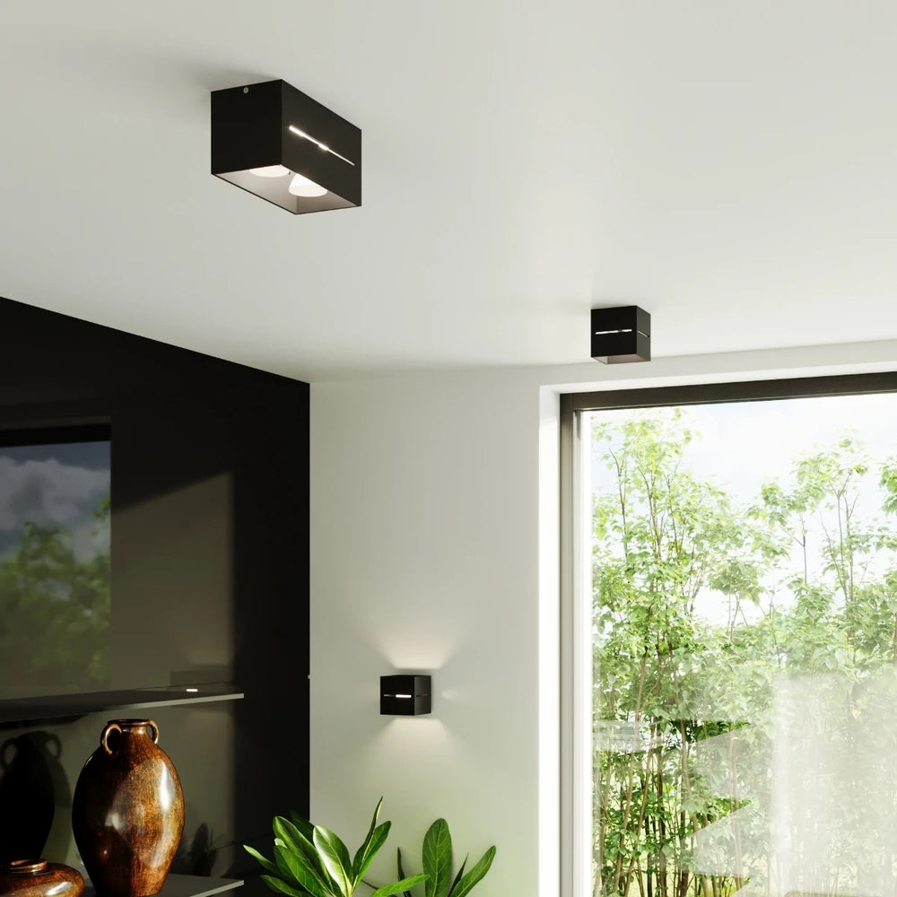 Applique murale LED Sollux Lighting LOBO MAXI Noir, IP20, aluminium, 220-240V, max 50W, CRI 80, CE RoHS
