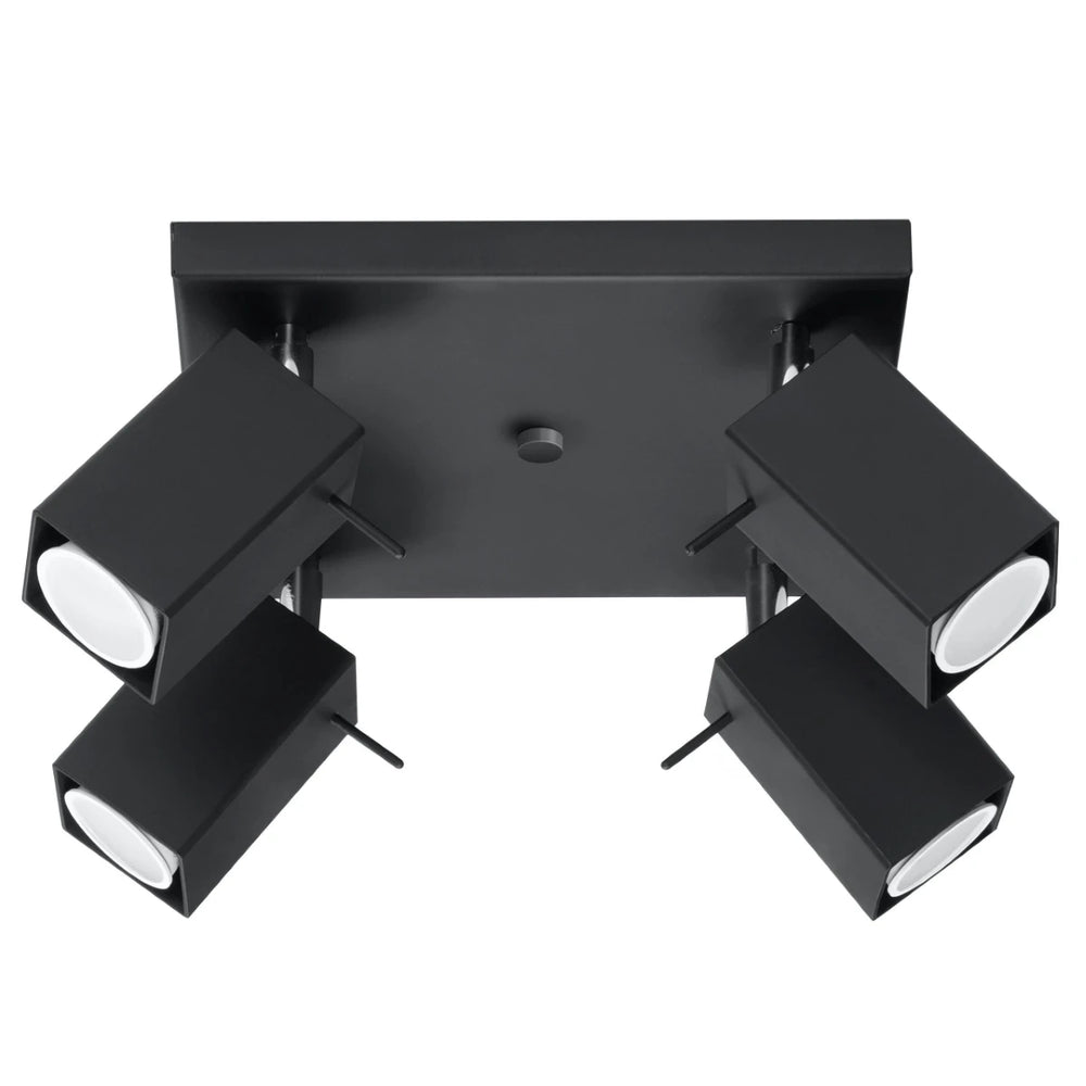 Sollux Lighting MERIDA LED plafondspot Zwart, 4xGU10, IP20, aluminium, CE RoHS, 220-240V