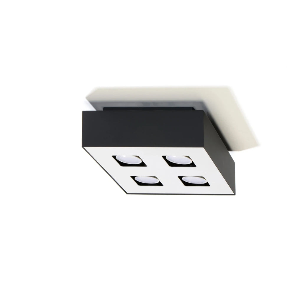 Spot LED plafonnier Sollux Lighting MONO 4 Noir, compatible LED, IP20, Aluminium, 220-240V, 4x35W max