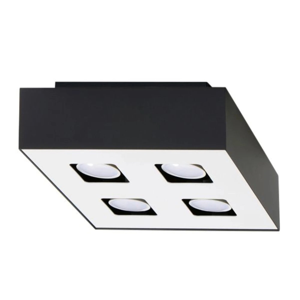 Spot LED plafonnier Sollux Lighting MONO 4 Noir, compatible LED, IP20, Aluminium, 220-240V, 4x35W max