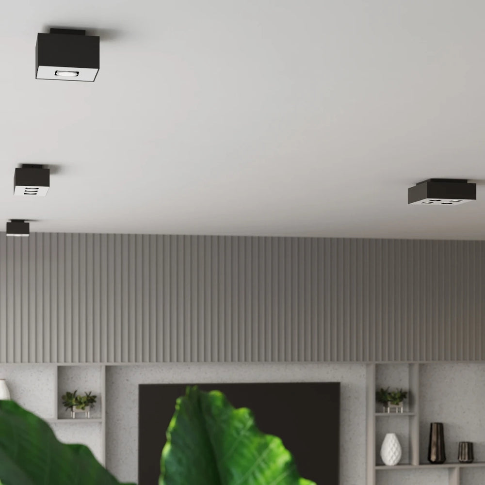 Spot LED plafonnier Sollux Lighting MONO 4 Noir, compatible LED, IP20, Aluminium, 220-240V, 4x35W max