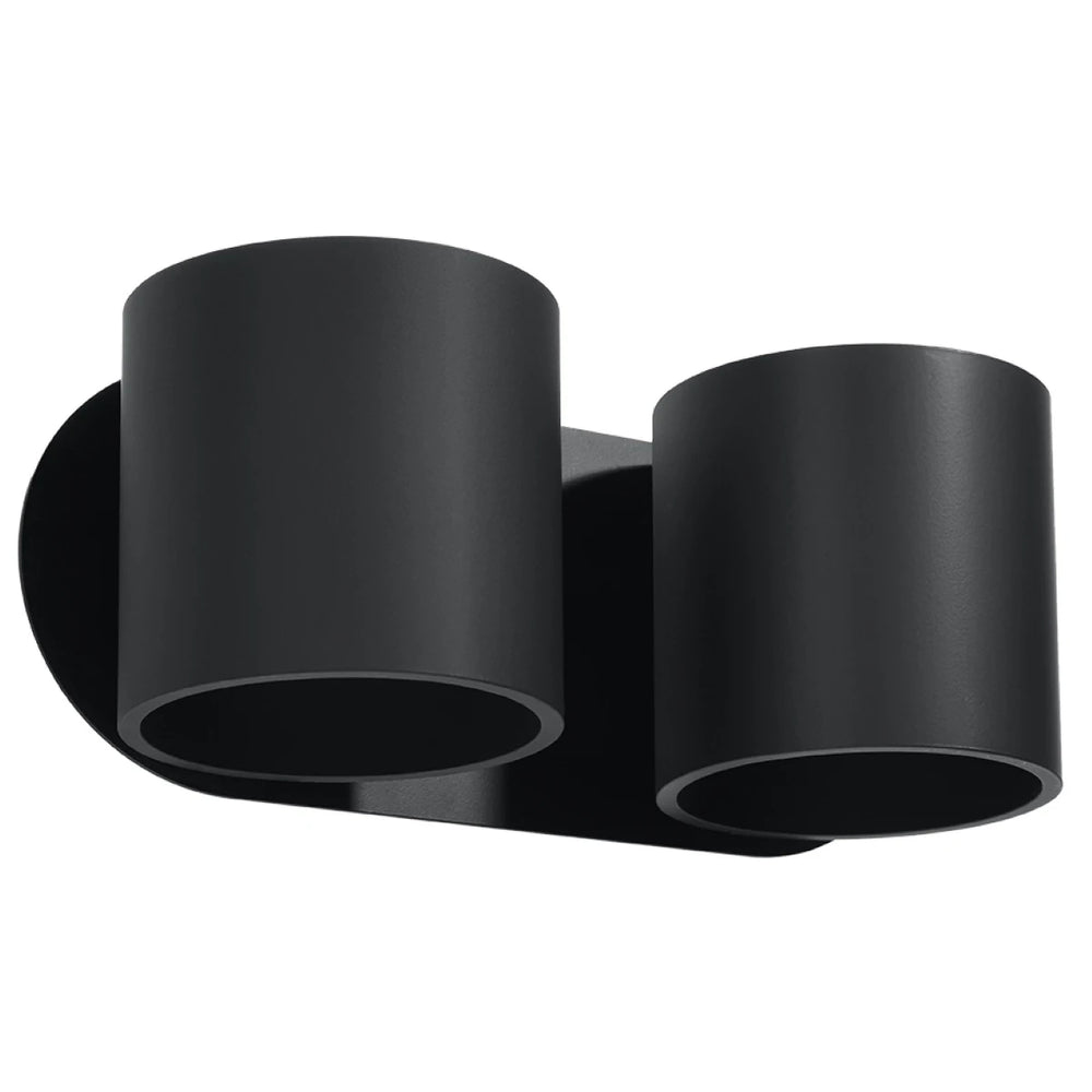 Applique murale Sollux Lighting ORBIS 2 Noire, compatible LED, IP20, Aluminium, 220-240V, max 50W, CE RoHS