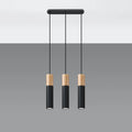 Sollux Lighting Pablo 3 Suspension Luminaire, 3xGU10, 230V, IP20, Noir et Bois Naturel