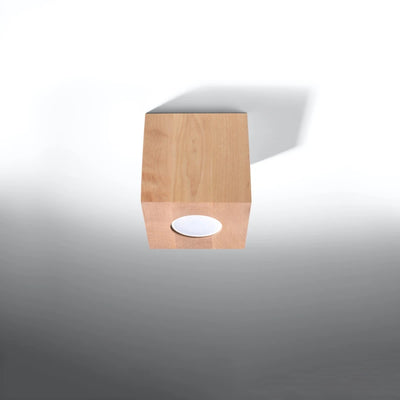 Sollux Lighting QUAD plafondspot natuurlijk hout, GU10 fitting, IP20, 230V, 100x100mm