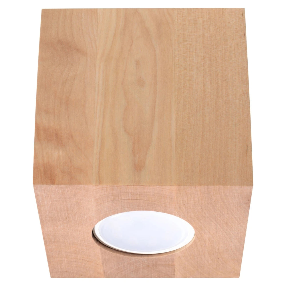Spot encastré de plafond Sollux Lighting QUAD bois naturel, douille GU10, IP20, 230V, 100x100mm