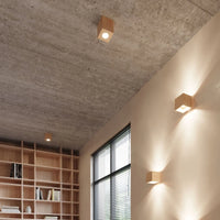 Applique murale Sollux Lighting QUAD bois naturel, compatible LED, IP20, 220-240V, CE RoHS, Finition Or Mat