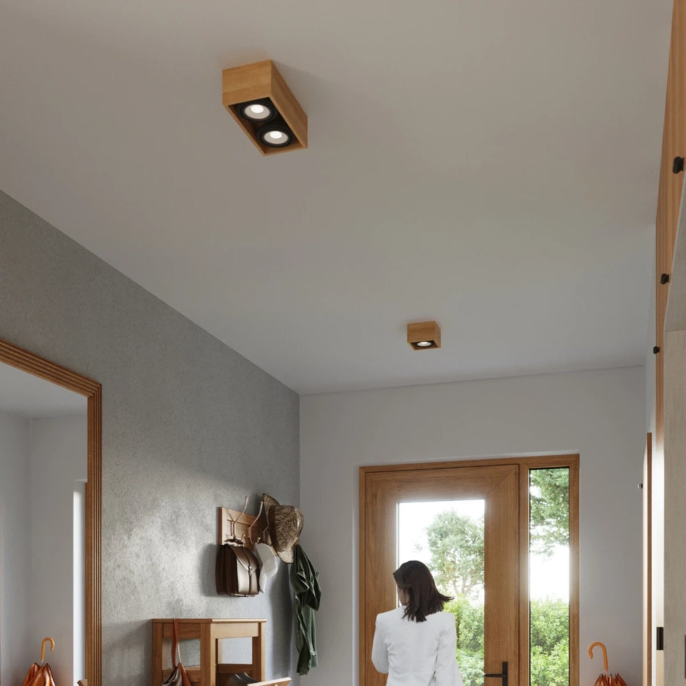Spot encastré LED plafond Sollux Lighting QUATRO 1, bois naturel, IP20, 220-240V, 50W max, CE RoHS
