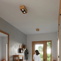 Spot encastrable au plafond LED Sollux Lighting QUATRO 2 bois naturel, IP20, 220-240V, CRI 80, aluminium doré mat