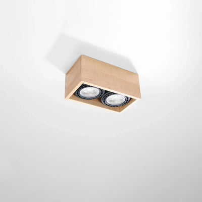Spot encastrable au plafond LED Sollux Lighting QUATRO 2 bois naturel, IP20, 220-240V, CRI 80, aluminium doré mat