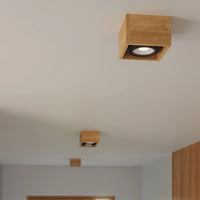 Spot encastrable au plafond LED Sollux Lighting QUATRO 2 bois naturel, IP20, 220-240V, CRI 80, aluminium doré mat