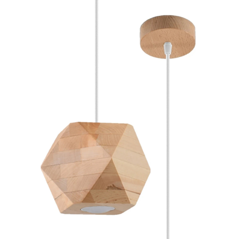 Sollux Lighting Woody suspension en bois naturel, compatible LED jusqu’à 50W, IP20, CE RoHS, finition or mat