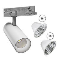 Spectrum ANDROMEDA Spot LED sur rail triphasé 15-27W 4000K 3200 lumens 36° 60° Blanc IP20 CRI>90