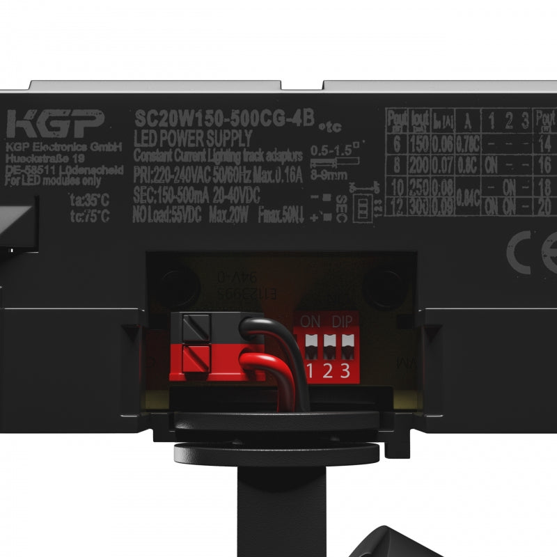 Spectrum ARTEMIDA MINI Spot LED sur rail 3-Phases 20W 3000K 230V 2300 lumens CRI>90 IP20 Noir
