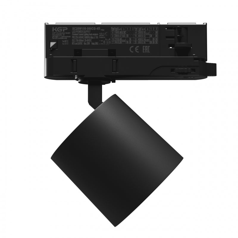 Spectrum ARTEMIDA MINI Projecteur LED sur Rail 3-Phases 20W 4000K CRI>90 230V IP20 Aluminium Noir