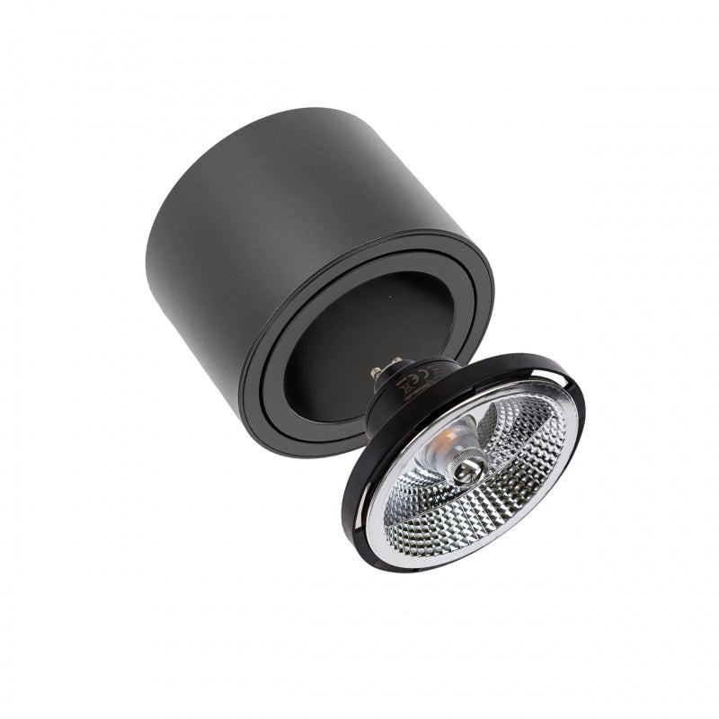 Plafonnier LED Spectrum CHLOE AR111 GU10, IP20, rond orientable boîtier en aluminium noir, 20W max 250V