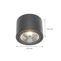 Plafonnier LED Spectrum CHLOE AR111 GU10, IP20, rond orientable boîtier en aluminium noir, 20W max 250V