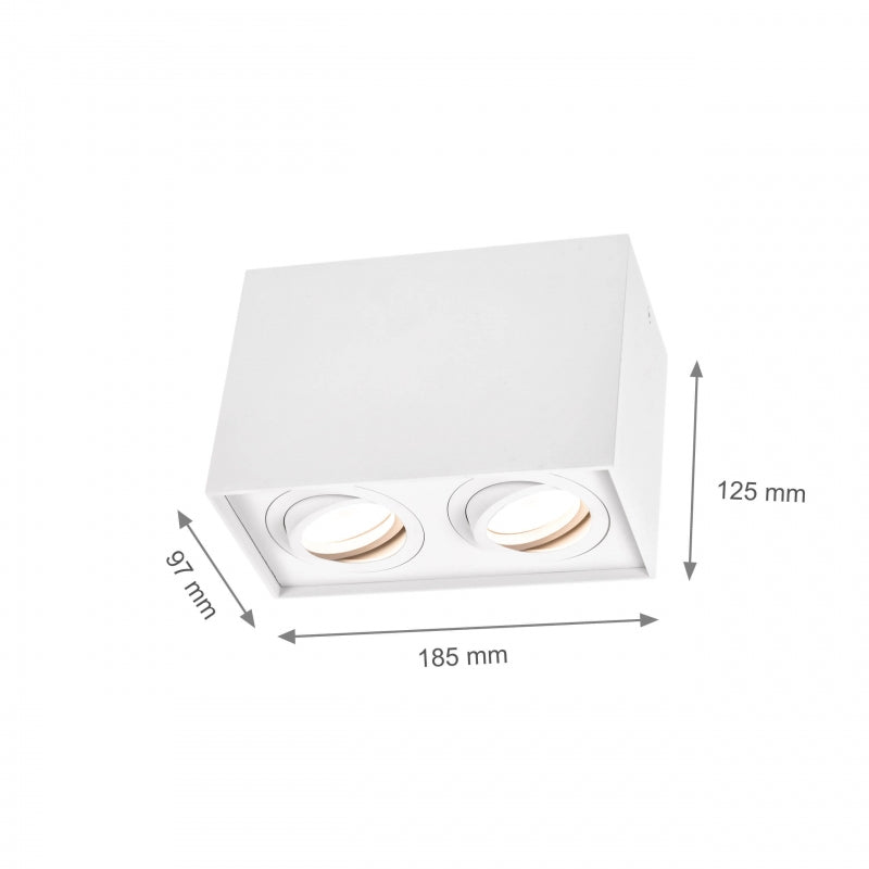 Spectrum CHLOE DUO Plafonnier Rectangulaire Blanc Orientable 2xGU10 Montage en Saillie IP20 Intérieur