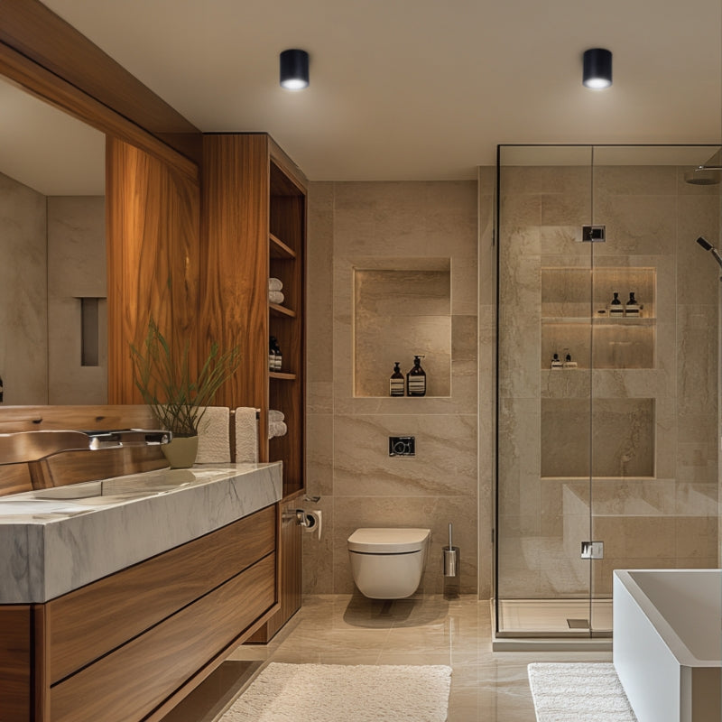 Plafonnier LED Spectrum CHLOE GU10 Noir rond IP44 boîtier en aluminium 250V usage intérieur