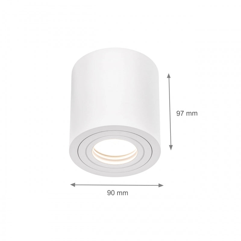 Luminaire de plafond en saillie Spectrum CHLOE GU10, Blanc, IP65, Aluminium Verre, 250V, 90x97mm