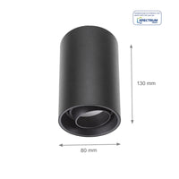 Spot de surface Spectrum CHLOE LED GU10, IP20, 10W max, luminaire de plafond rond noir orientable