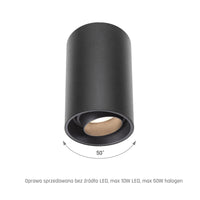 Spot de surface Spectrum CHLOE LED GU10, IP20, 10W max, luminaire de plafond rond noir orientable