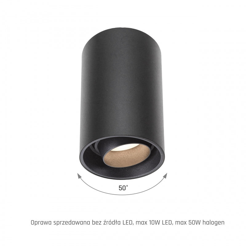 Spot de surface Spectrum CHLOE LED GU10, IP20, 10W max, luminaire de plafond rond noir orientable