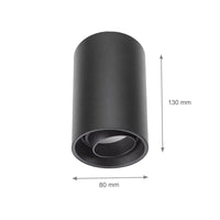 Spot de surface Spectrum CHLOE LED GU10, IP20, 10W max, luminaire de plafond rond noir orientable