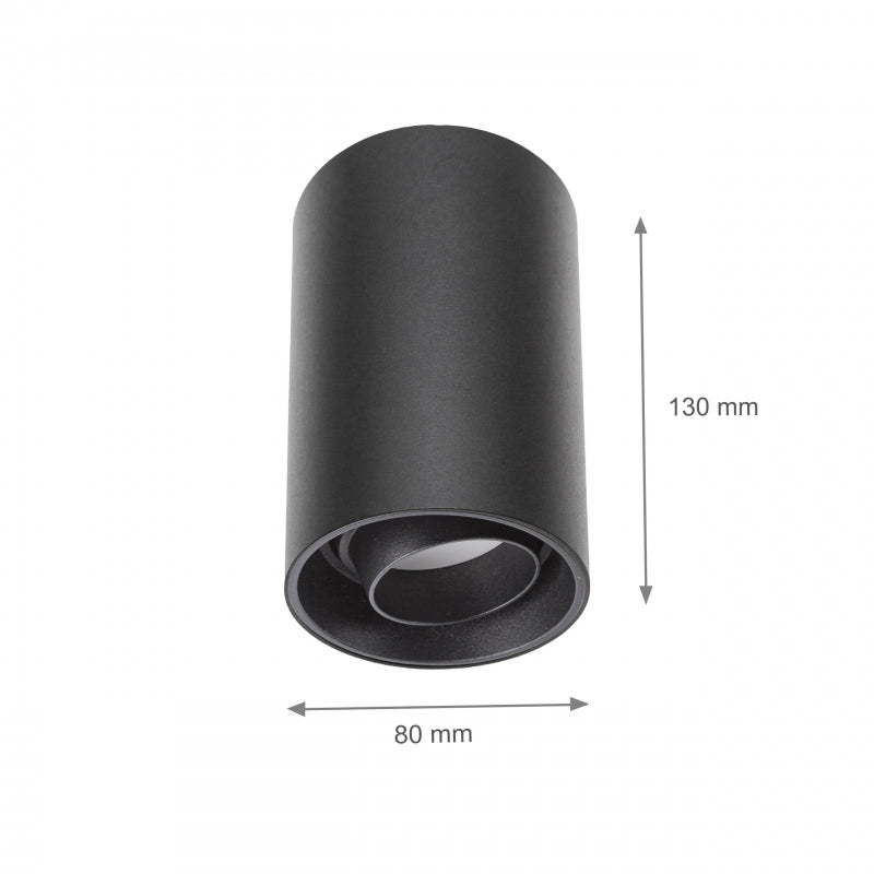 Spot de surface Spectrum CHLOE LED GU10, IP20, 10W max, luminaire de plafond rond noir orientable