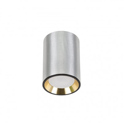 Plafonnier en saillie Spectrum CHLOE MINI GU10, Corps argenté avec anneau doré et bord noir, IP20