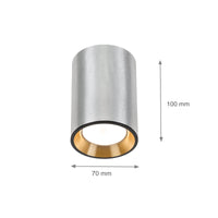 Plafonnier en saillie Spectrum CHLOE MINI GU10, Corps argenté avec anneau doré et bord noir, IP20