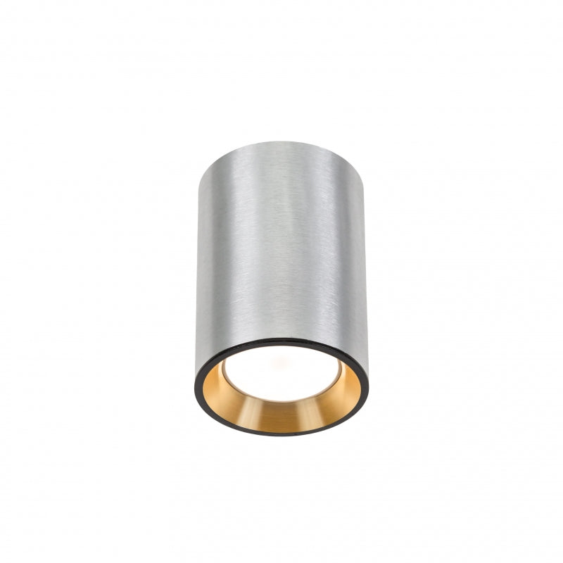Plafonnier en saillie Spectrum CHLOE MINI GU10, Corps argenté avec anneau doré et bord noir, IP20