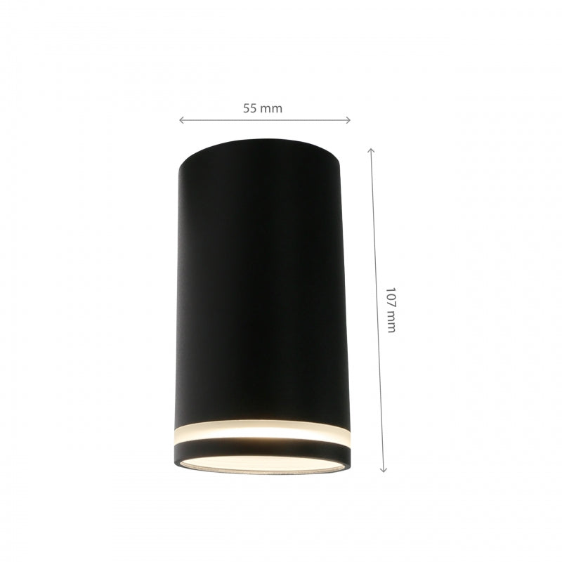 Spectrum CHLOE Mini Ring plafonnier en saillie GU10 230V IP20 Aluminium noir 55x107mm