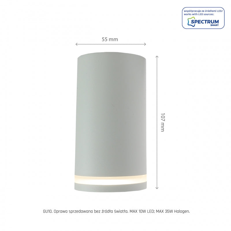 Spectrum CHLOE Mini Ring plafonnier en saillie GU10 230V IP20 Aluminium blanc Ø55x107mm