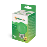 Ampoule sphérique Spectrum LED Ball G45 E27 1W Vert 230V faisceau 270° 80CRI non dimmable éclairage intérieur