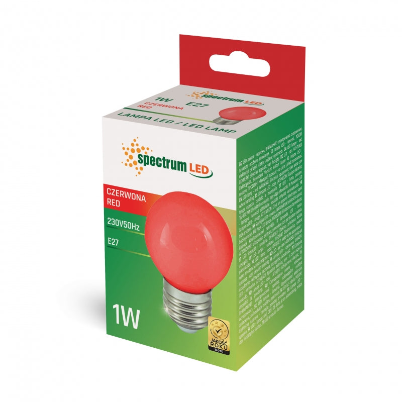 Spectrum LED Bol G45 E27 1W Rood 230V 270° Bundel 80CRI Niet Dimbaar Interieur Lamp