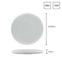 Plafonnier LED Spectrum 32W 6000K 230V IP54 rond Blanc Noir 3450 lumens faisceau 115° montage en surface