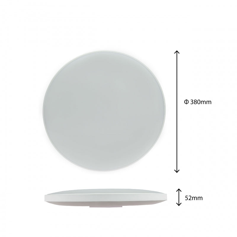 Plafonnier LED Spectrum 32W 6000K 230V IP54 rond Blanc Noir 3450 lumens faisceau 115° montage en surface