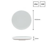 Plafonnier LED Spectrum Nymphea 24W 6000K 230V IP54 2850 lumens Ø320mm Blanc Noir rond