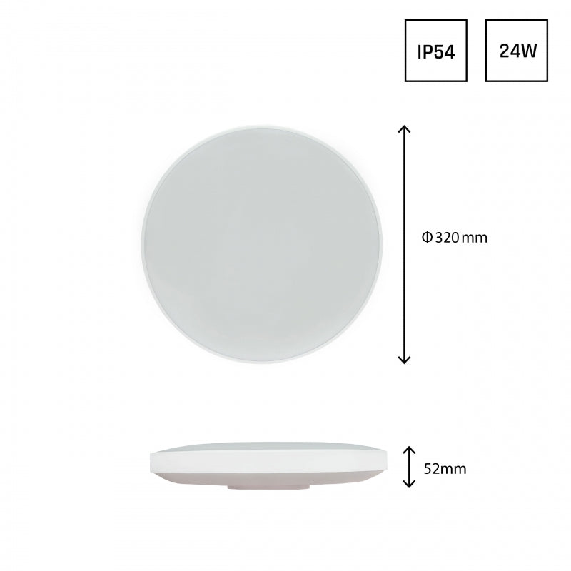 Plafonnier LED Spectrum Nymphea 24W 6000K 230V IP54 2850 lumens Ø320mm Blanc Noir rond