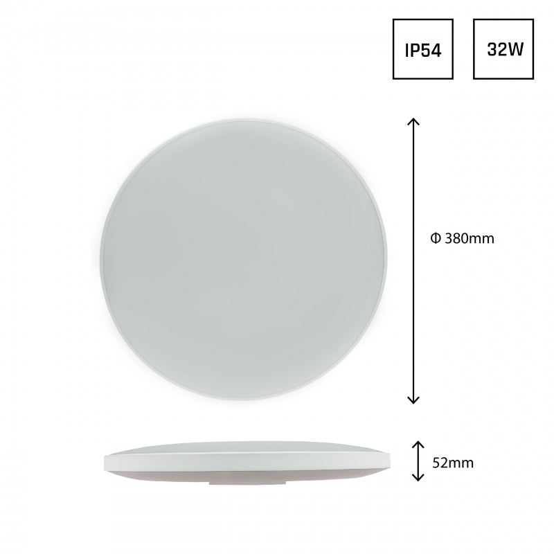 Plafonnier LED Spectrum NYMPHEA Noir & Blanc 32W 4000K 230V IP54 rond en saillie 3400 lumens