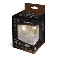 Globe LED Spectrum G125 E27 2W 230V 2400K Blanc Chaud Retroshine filament COG 230 lumens non gradable