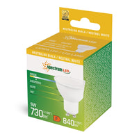 Spectrum LED GU10 230V 9W Neutraal Wit 4000K Lamp met Melkwitte Afdekking 730 lumen Witte Behuizing