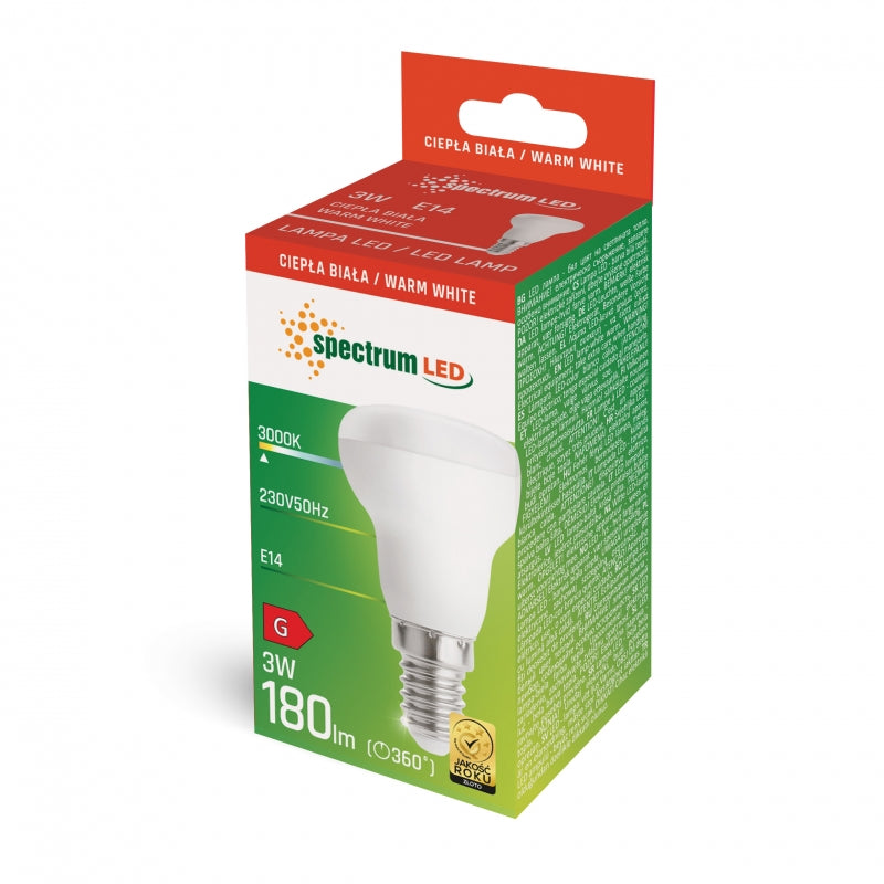 Spectrum LED R39 E14 Lamp 3W 3000K Warm Wit 230V 180 lumen 120° Straal Niet Dimbaar