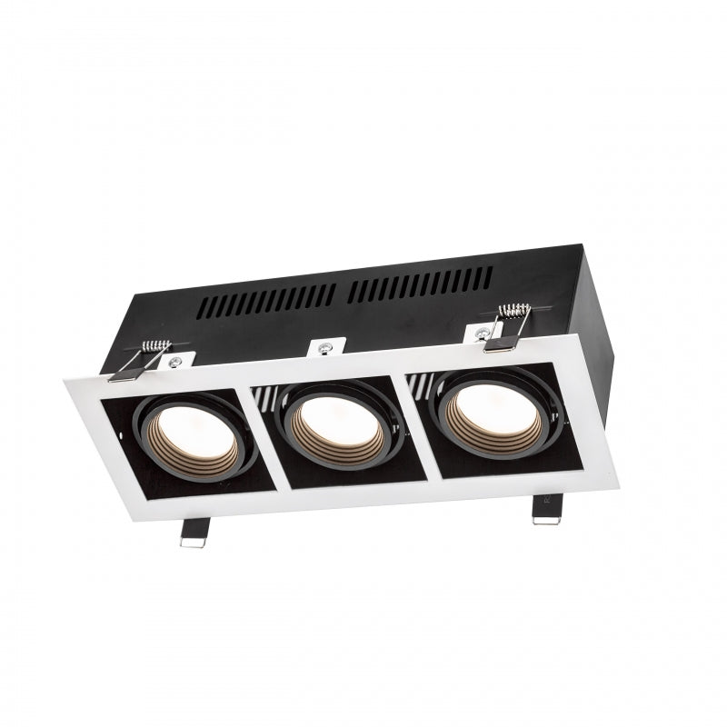 Spectrum LED inbouwframe voor 3x GU10, Wit aluminium behuizing, 3x10W max, 250V, IP20 binnenverlichting