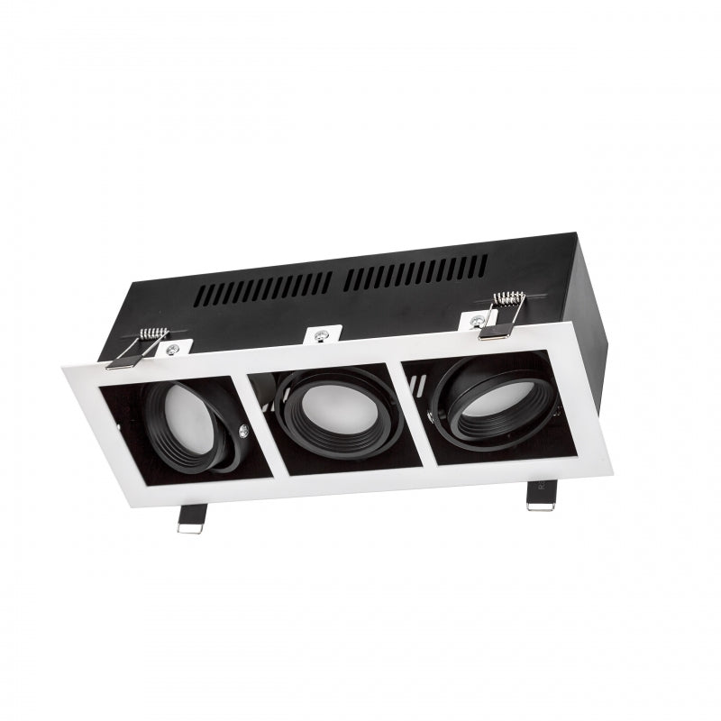 Spectrum LED inbouwframe voor 3x GU10, Wit aluminium behuizing, 3x10W max, 250V, IP20 binnenverlichting