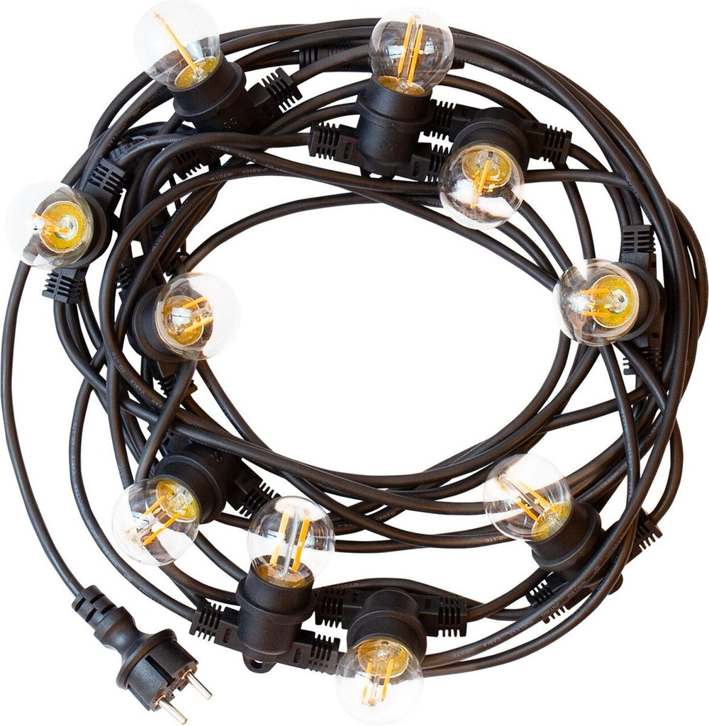 Spectrum LED lichtsnoer 10m met 10x E27 fittingen, buitenslinger kabel, optionele LED lampen